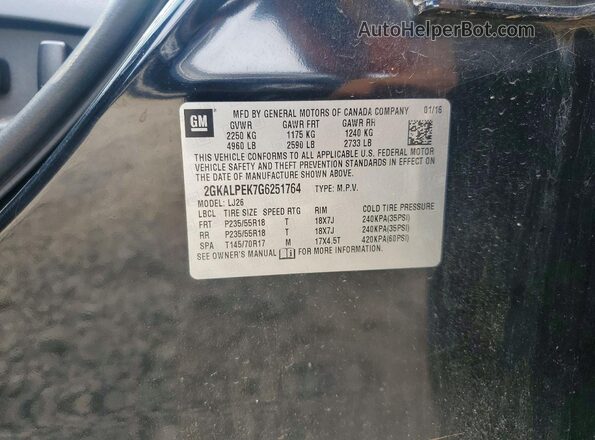 2GKALPEK7G6251764 2016 GMC TERRAIN Black Вид наклейки з VIN-кодом