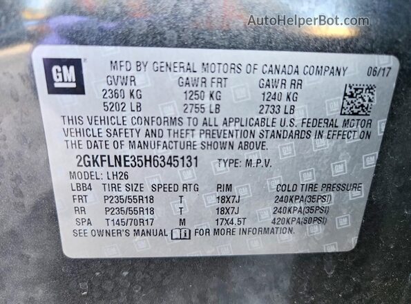 2GKFLNE35H6345131 2017 GMC TERRAIN Gray სალონის 360-გრადუსიანი ხედი