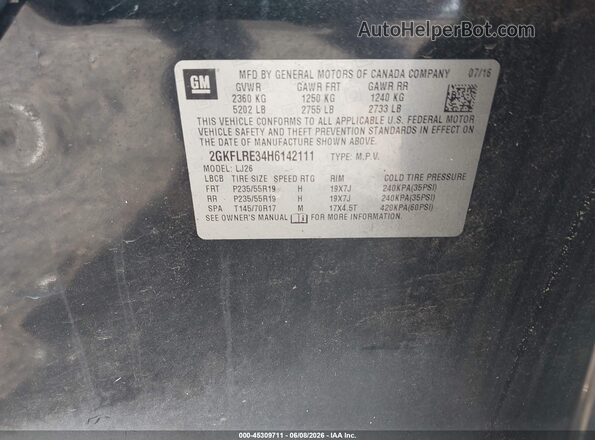 2GKFLRE34H6142111 2017 GMC TERRAIN Black Вид підкапотного простору