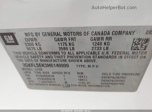 2GKFLSEK3H6149999 2017 GMC TERRAIN White Engine compartment view