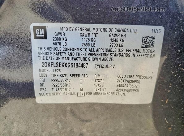2GKFLSEKXG6184487 2016 GMC TERRAIN Угольный Вид наклейки с VIN-кодом