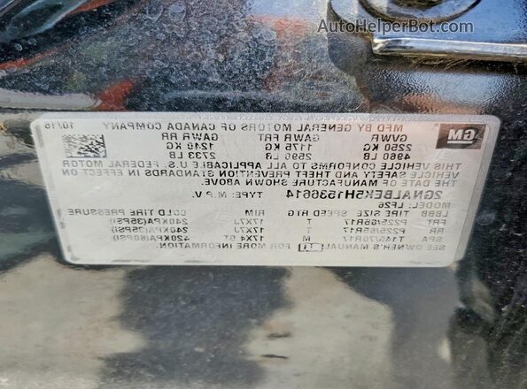 2GNALBEK5H1536614 2017 CHEVROLET EQUINOX Black VIN կոդի պիտակի տեսք