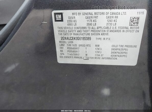 2GNALCEK0G6185389 2016 CHEVROLET EQUINOX Black Vista del compartimento del motor