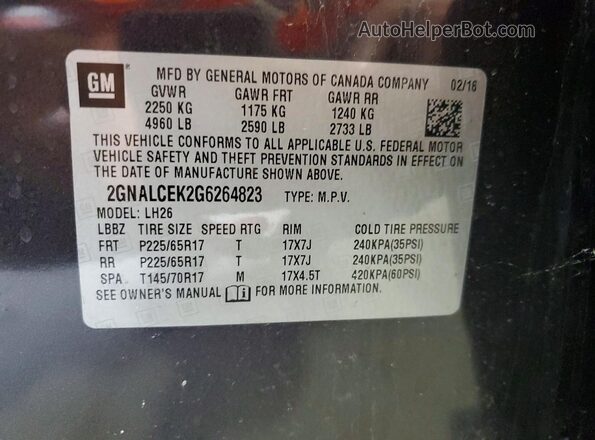 2GNALCEK2G6264823 2016 CHEVROLET EQUINOX Серый 