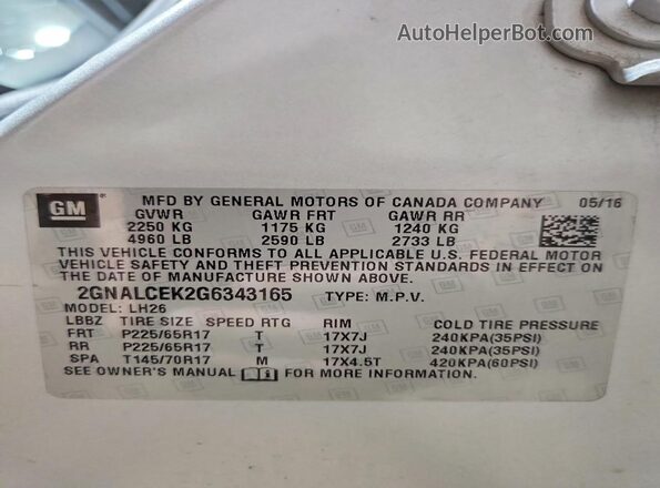 2GNALCEK2G6343165 2016 CHEVROLET EQUINOX Silver Շարժիչի բաժամունքի տեսք