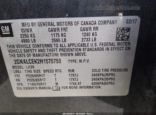 2GNALCEK2H1575750 2017 CHEVROLET EQUINOX Silver Engine compartment view