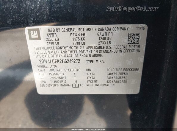 2GNALCEK2H6249272 2017 CHEVROLET EQUINOX Blue ძრავის განყოფილების ხედი