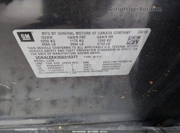 2GNALCEK3G6316377 2016 CHEVROLET EQUINOX Gray ძრავის განყოფილების ხედი