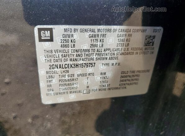 2GNALCEK3H1579757 2017 CHEVROLET EQUINOX Black VIN կոդի պիտակի տեսք