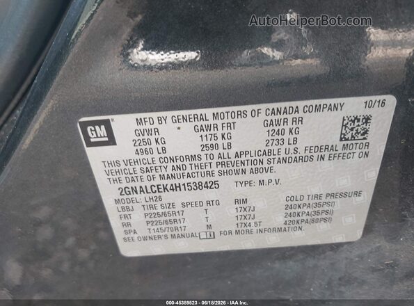 2GNALCEK4H1538425 2017 CHEVROLET EQUINOX Black 