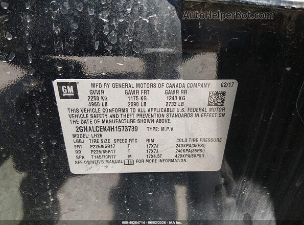 2GNALCEK4H1573739 2017 CHEVROLET EQUINOX Black Engine compartment view