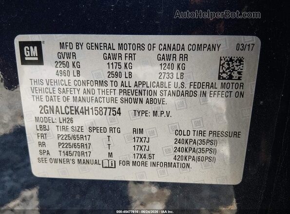2GNALCEK4H1587754 2017 CHEVROLET EQUINOX Black Engine compartment view