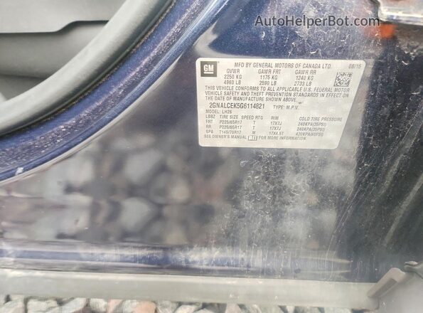 2GNALCEK5G6114821 2016 CHEVROLET EQUINOX Синий 