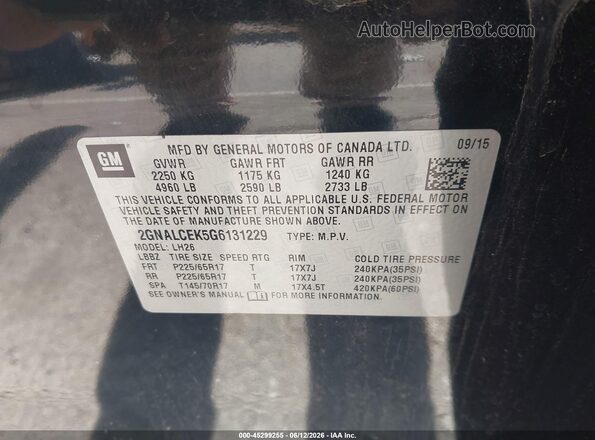 2GNALCEK5G6131229 2016 CHEVROLET EQUINOX Black Vista del compartimento del motor