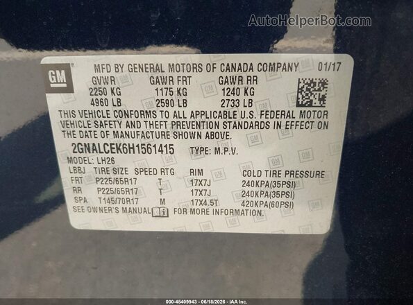 2GNALCEK6H1561415 2017 CHEVROLET EQUINOX Dark Blue Engine compartment view