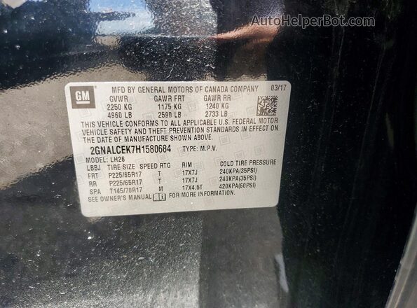 2GNALCEK7H1580684 2017 CHEVROLET EQUINOX Black Widok naklejki z numerem VIN