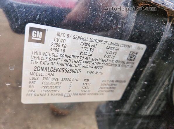 2GNALCEK8G6359015 2016 CHEVROLET EQUINOX Black Engine compartment view