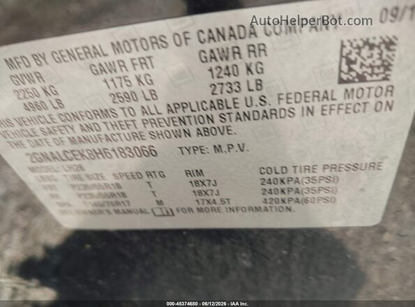 2GNALCEK8H6183066 2017 CHEVROLET EQUINOX Black 
