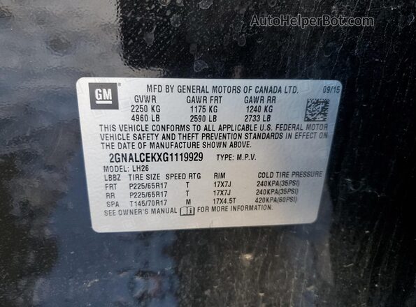 2GNALCEKXG1119929 2016 CHEVROLET EQUINOX Black VIN կոդի պիտակի տեսք