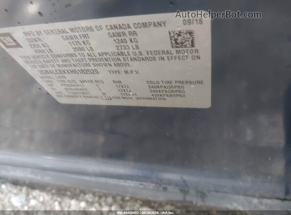2GNALCEKXH6182520 2017 CHEVROLET EQUINOX Blue Widok komory silnika