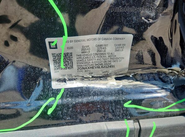 2GNAXHEV6L6212455 2020 CHEVROLET EQUINOX Black Вид підкапотного простору