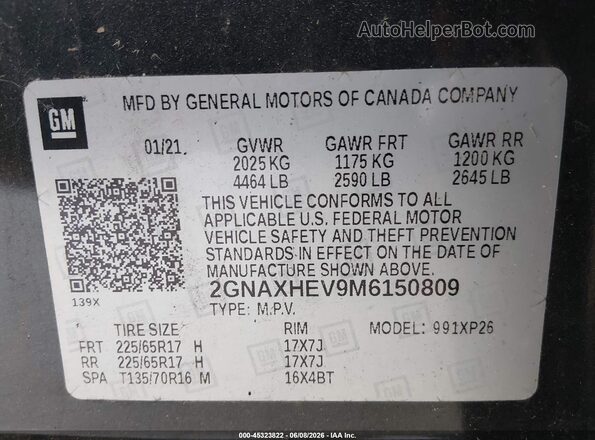 2GNAXHEV9M6150809 2021 CHEVROLET EQUINOX Gray Widok komory silnika