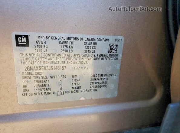 2GNAXSEV3J6148157 2018 CHEVROLET EQUINOX Tan Widok komory silnika