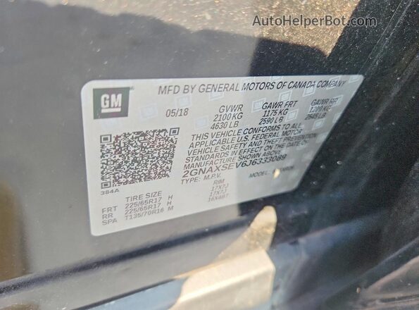 2GNAXSEV6J6333089 2018 CHEVROLET EQUINOX Black Vista de la etiqueta del VIN