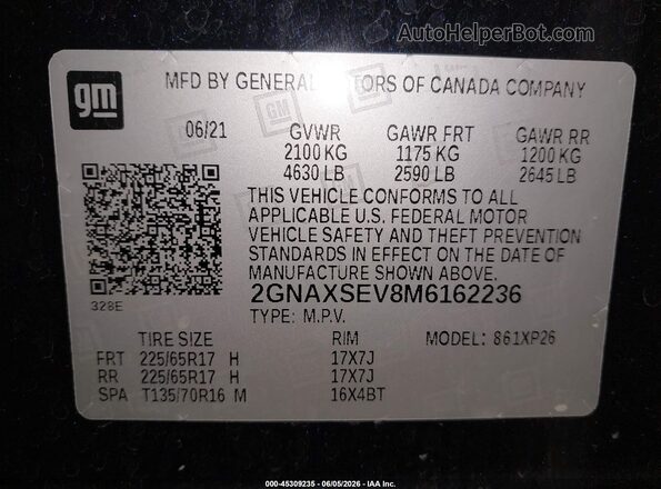 2GNAXSEV8M6162236 2021 CHEVROLET EQUINOX Purple 