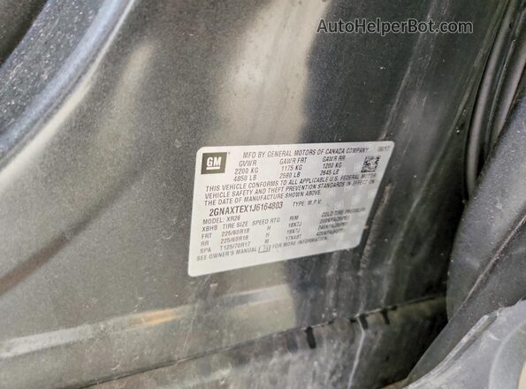 2GNAXTEX1J6164803 2018 CHEVROLET EQUINOX Charcoal Вид підкапотного простору