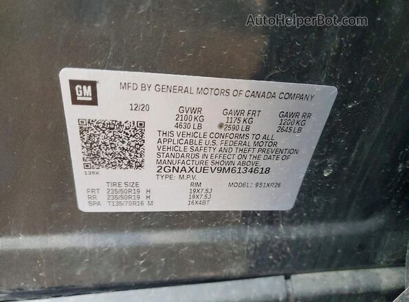 2GNAXUEV9M6134618 2021 CHEVROLET EQUINOX Charcoal VIN sticker view