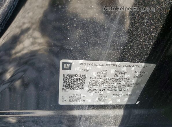 2GNAXVEX3K6294501 2019 CHEVROLET EQUINOX Черный 