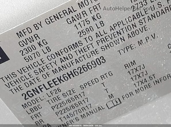 2GNFLEEK6H6266903 2017 CHEVROLET EQUINOX Silver Engine compartment view