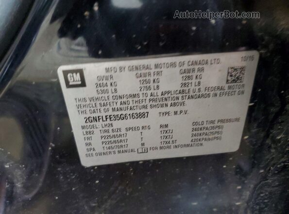 2GNFLFE35G6163887 2016 CHEVROLET EQUINOX Black Вид підкапотного простору