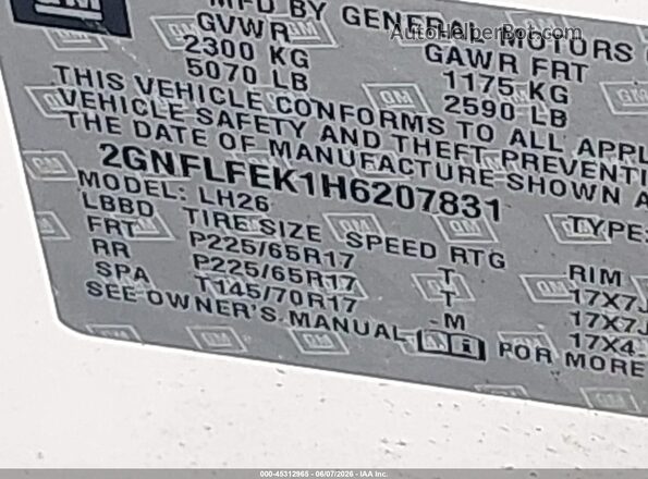 2GNFLFEK1H6207831 2017 CHEVROLET EQUINOX Белый Вид подкапотного пространства