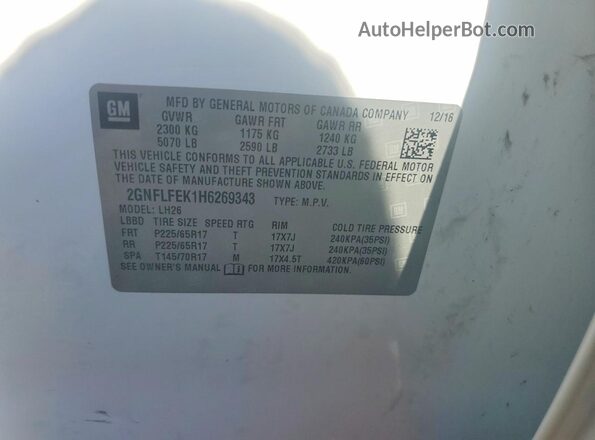 2GNFLFEK1H6269343 2017 CHEVROLET EQUINOX White 