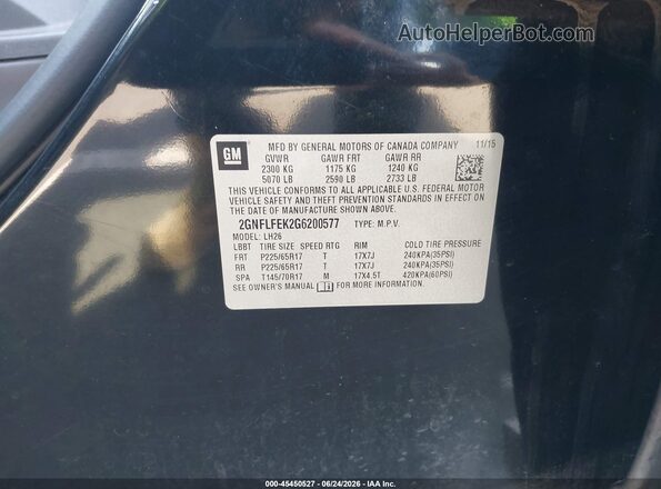 2GNFLFEK2G6200577 2016 CHEVROLET EQUINOX Black Engine compartment view