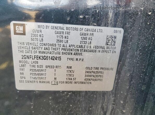 2GNFLFEK3G6142415 2016 CHEVROLET EQUINOX Black VIN კოდის სტიკერის ხედი