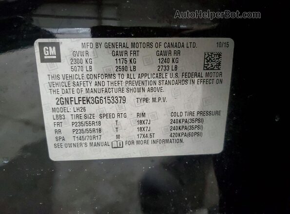 2GNFLFEK3G6153379 2016 CHEVROLET EQUINOX Black 