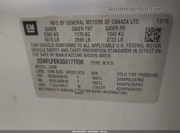 2GNFLFEK3G6177598 2016 CHEVROLET EQUINOX Серебряный Вид подкапотного пространства