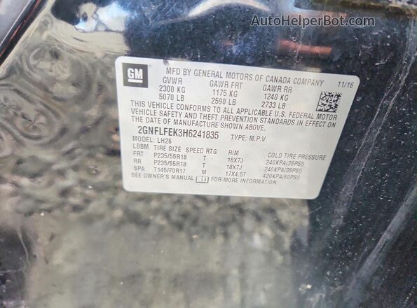 2GNFLFEK3H6241835 2017 CHEVROLET EQUINOX Black Սալոնի 360 աստիճան տեսք