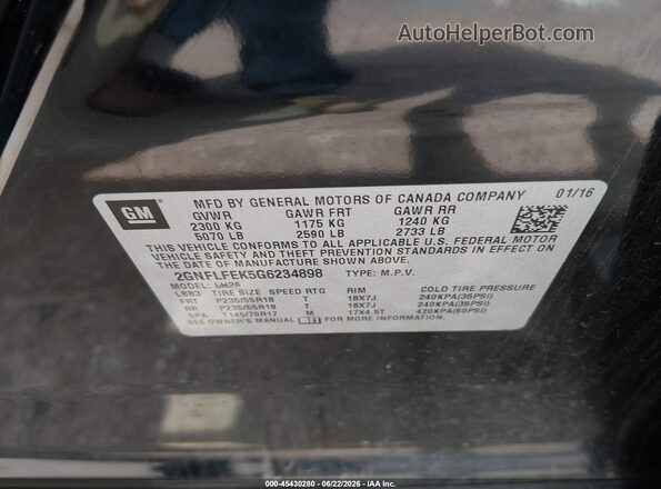 2GNFLFEK5G6234898 2016 CHEVROLET EQUINOX Black Widok komory silnika