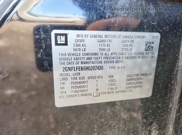 2GNFLFEK6H6207436 2017 CHEVROLET EQUINOX Black VIN sticker view