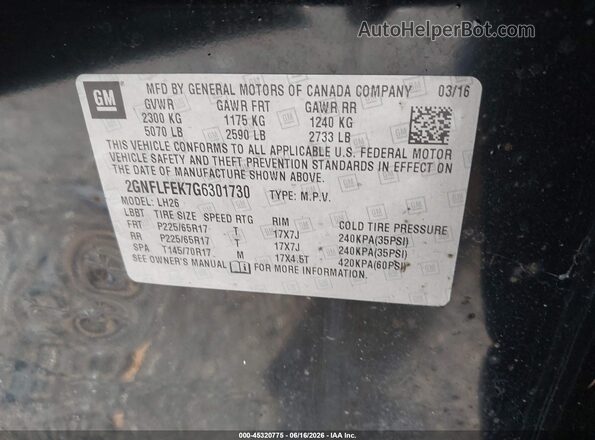 2GNFLFEK7G6301730 2016 CHEVROLET EQUINOX Black Engine compartment view