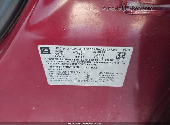 2GNFLFEK7H6103389 2017 CHEVROLET EQUINOX Maroon Շարժիչի բաժամունքի տեսք