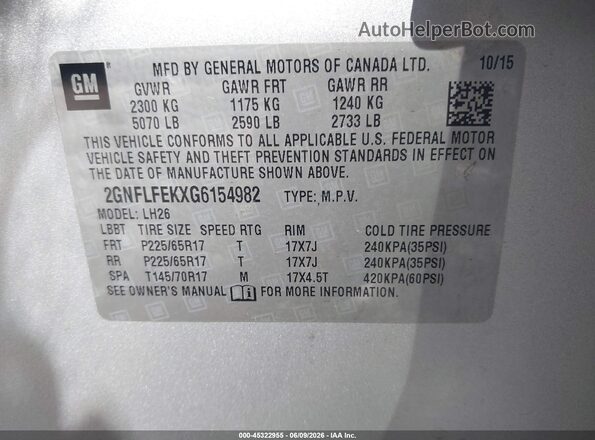 2GNFLFEKXG6154982 2016 CHEVROLET EQUINOX Silver 