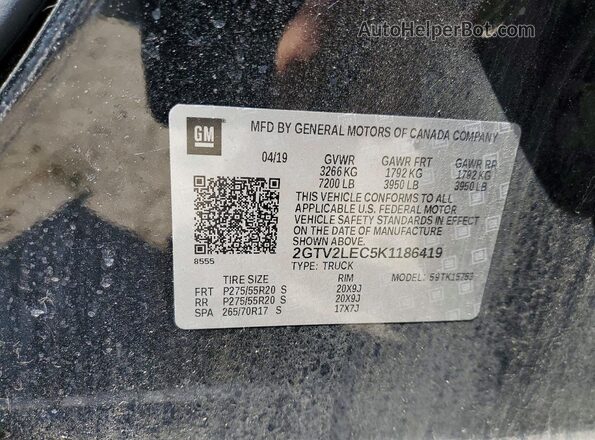 2GTV2LEC5K1186419 2019 GMC SIERRA Black Widok komory silnika