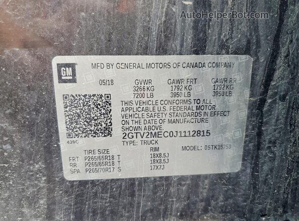 2GTV2MEC0J1112815 2018 GMC SIERRA Brown Вид підкапотного простору