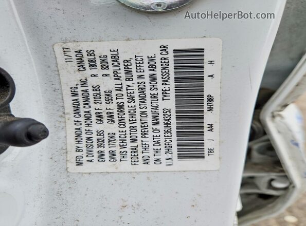 2HGFC1E36JH643252 2018 HONDA CIVIC White ძრავის განყოფილების ხედი