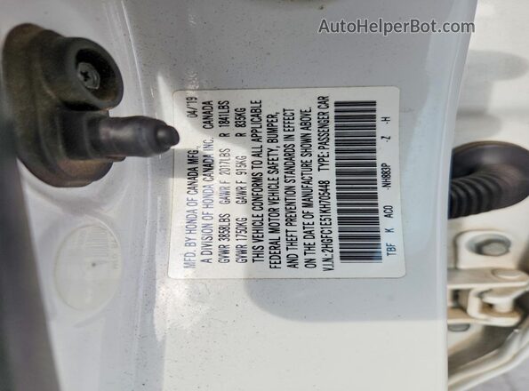 2HGFC1E51KH705448 2019 HONDA CIVIC White 